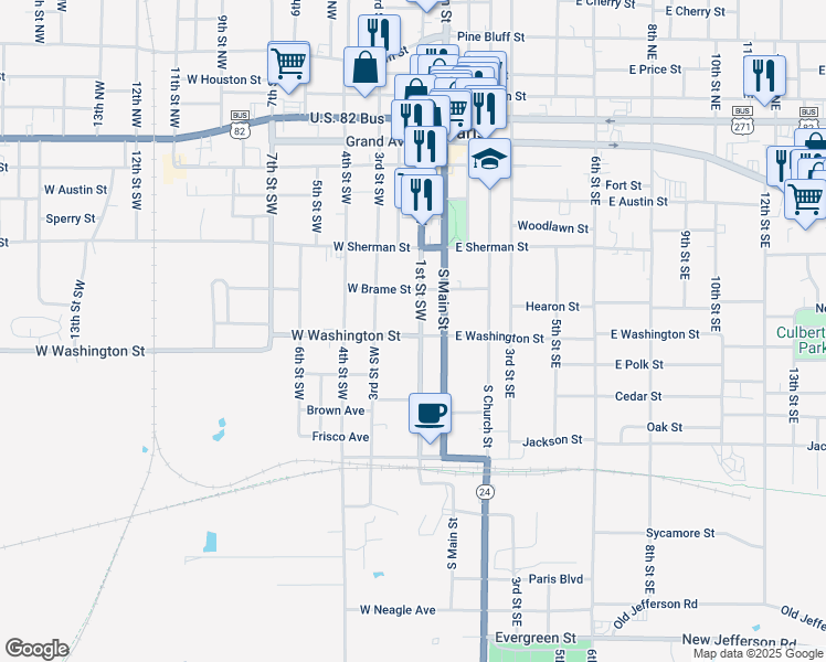 map of restaurants, bars, coffee shops, grocery stores, and more near 738 1st Street Southwest in Paris