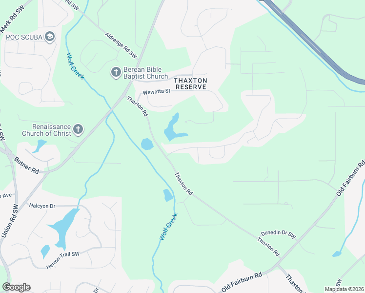 map of restaurants, bars, coffee shops, grocery stores, and more near 4892 Albany Way in Atlanta