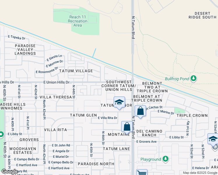 map of restaurants, bars, coffee shops, grocery stores, and more near 4727 East Union Hills Drive in Phoenix