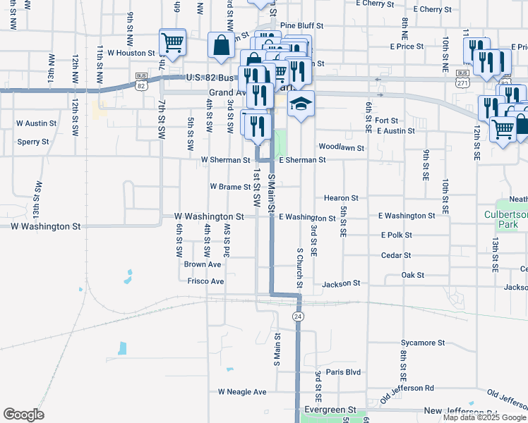 map of restaurants, bars, coffee shops, grocery stores, and more near 824 1st Street Southwest in Paris