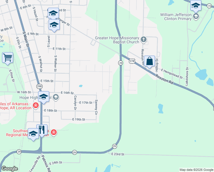 map of restaurants, bars, coffee shops, grocery stores, and more near 901 Little John Place in Hope