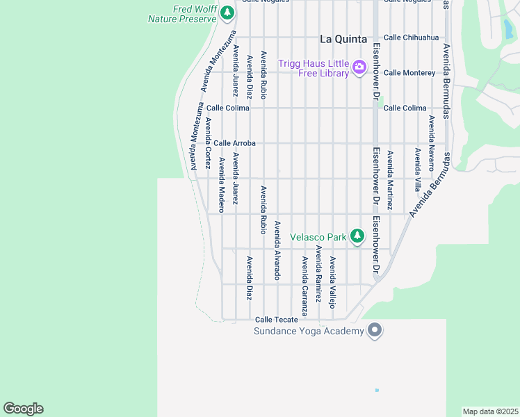 map of restaurants, bars, coffee shops, grocery stores, and more near 54225 Avenue Rubio in La Quinta