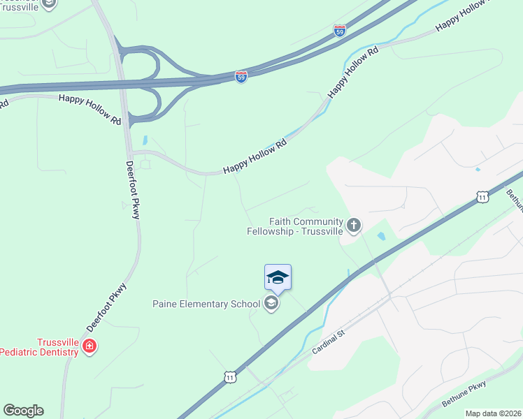 map of restaurants, bars, coffee shops, grocery stores, and more near 7509 Breane Drive in Trussville