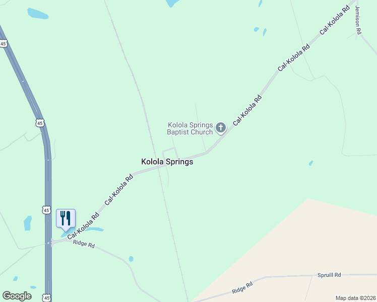 map of restaurants, bars, coffee shops, grocery stores, and more near Caledonia-Kolola Springs Road in Caledonia