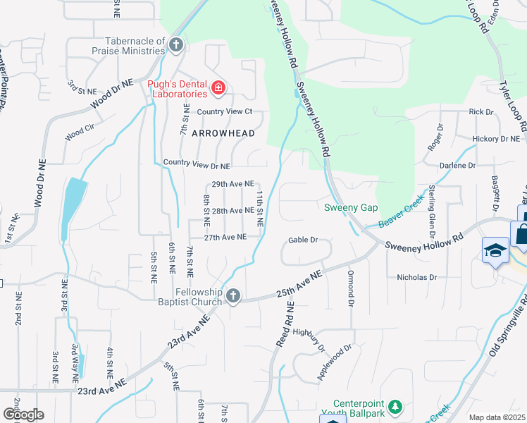map of restaurants, bars, coffee shops, grocery stores, and more near 2713 11th Street Northeast in Center Point