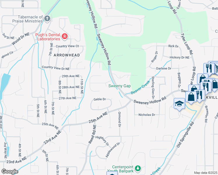 map of restaurants, bars, coffee shops, grocery stores, and more near 5301 Highland Trace Lane in Birmingham