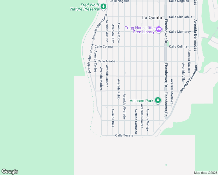map of restaurants, bars, coffee shops, grocery stores, and more near 54200 Avenida Juarez in La Quinta