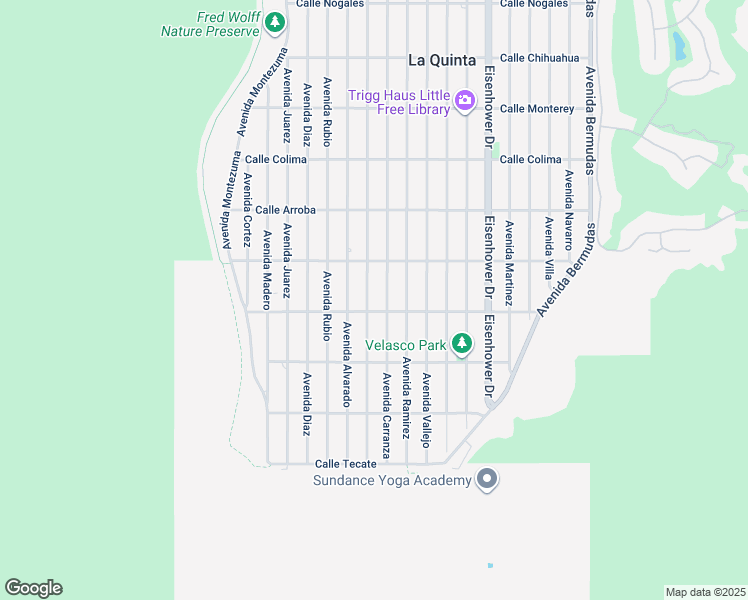 map of restaurants, bars, coffee shops, grocery stores, and more near 54190 Avenue Obregon in La Quinta