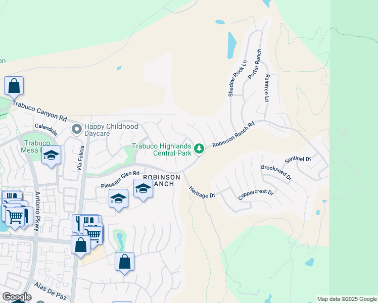 map of restaurants, bars, coffee shops, grocery stores, and more near 32291 Mill Stream Road in Trabuco Canyon
