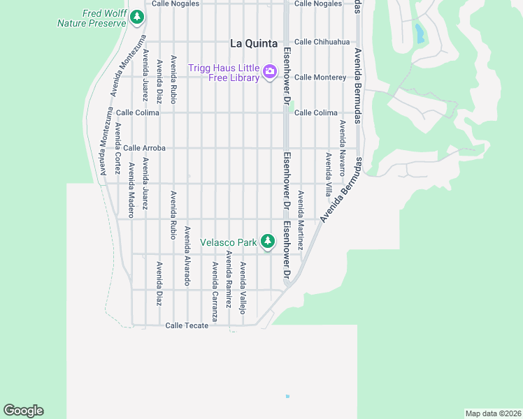 map of restaurants, bars, coffee shops, grocery stores, and more near 54200 Avenida Herrera in La Quinta