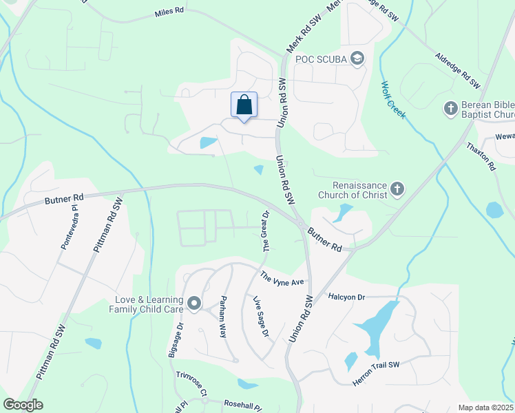 map of restaurants, bars, coffee shops, grocery stores, and more near 145 Redsage Ridge in Atlanta