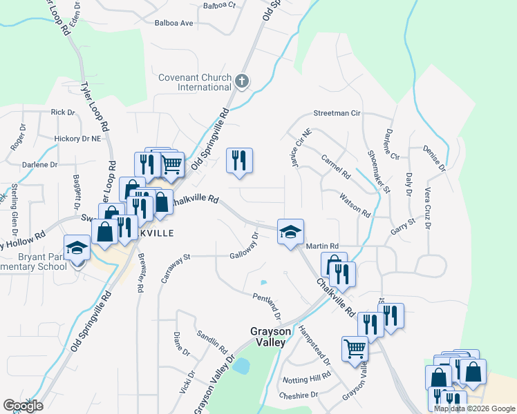map of restaurants, bars, coffee shops, grocery stores, and more near 5644 Heather Lane in Birmingham