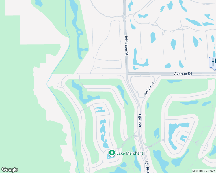 map of restaurants, bars, coffee shops, grocery stores, and more near 54330 Shoal Creek in La Quinta