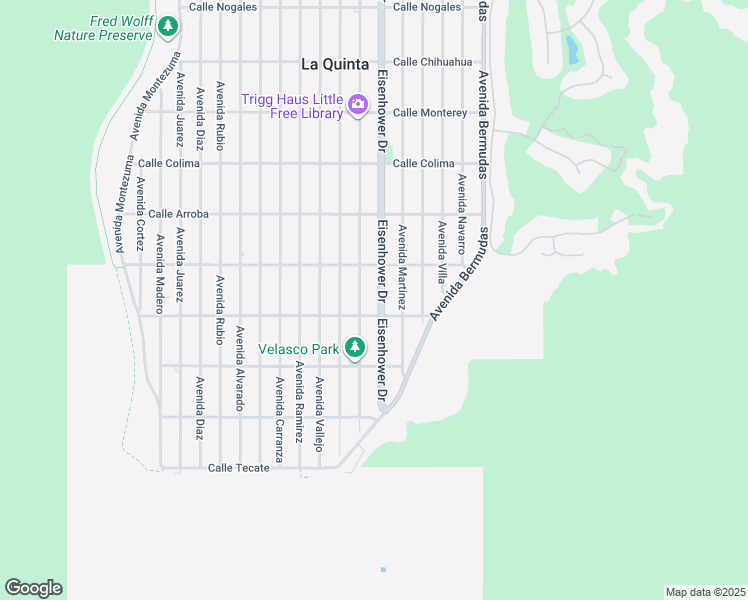 map of restaurants, bars, coffee shops, grocery stores, and more near 54185 Eisenhower Drive in La Quinta