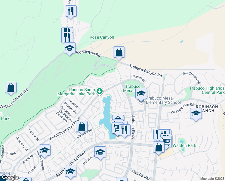 map of restaurants, bars, coffee shops, grocery stores, and more near 2 Calle Melinda in Rancho Santa Margarita