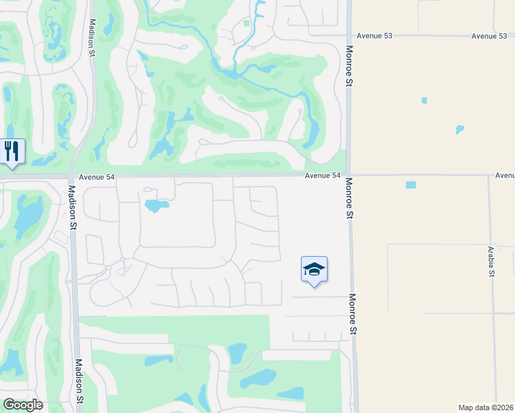 map of restaurants, bars, coffee shops, grocery stores, and more near 81665 Chant Court in La Quinta