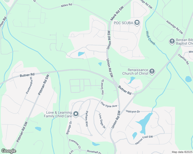map of restaurants, bars, coffee shops, grocery stores, and more near 5540 Butner Road in College Park