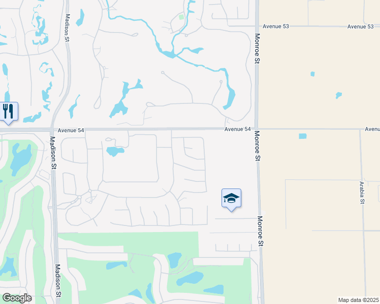 map of restaurants, bars, coffee shops, grocery stores, and more near 54165 Dark Star Drive in La Quinta