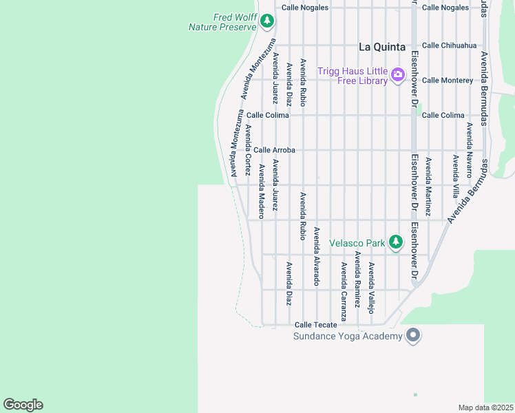 map of restaurants, bars, coffee shops, grocery stores, and more near 54175 Avenue Madero in La Quinta