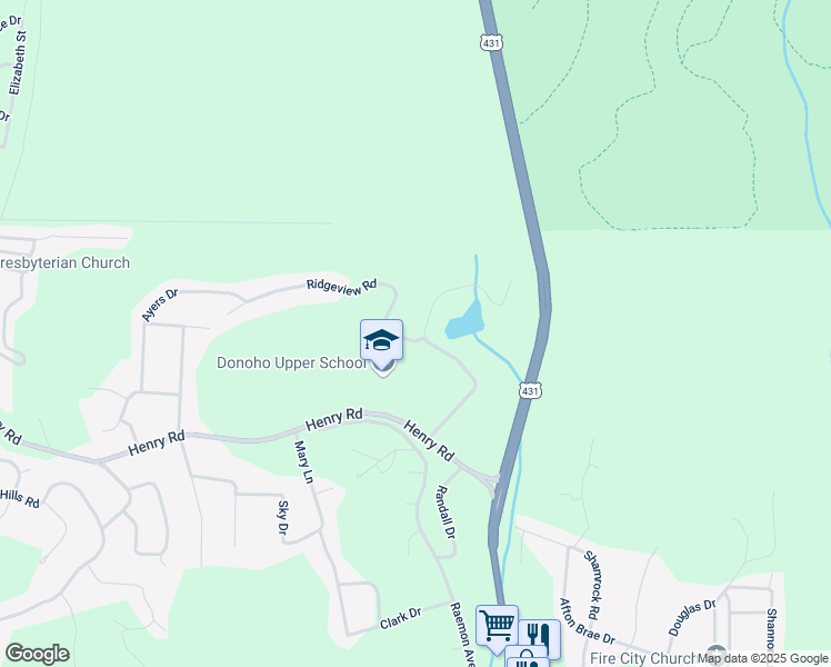 map of restaurants, bars, coffee shops, grocery stores, and more near 1500 Lakeshore Drive in Anniston
