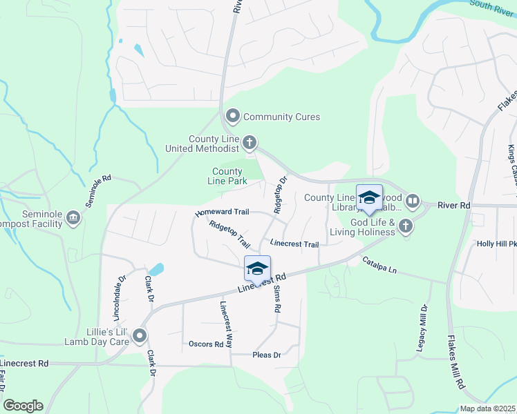 map of restaurants, bars, coffee shops, grocery stores, and more near 3548 Homeward Trail in Ellenwood