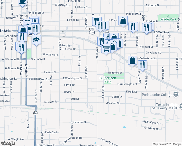 map of restaurants, bars, coffee shops, grocery stores, and more near 1005 Hearon Street in Paris