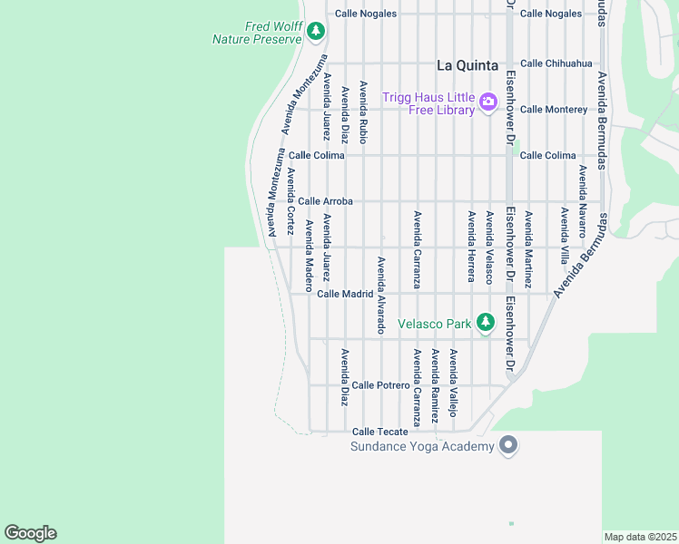 map of restaurants, bars, coffee shops, grocery stores, and more near 54145 Avenida Diaz in La Quinta