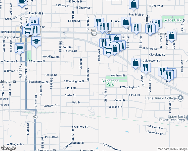 map of restaurants, bars, coffee shops, grocery stores, and more near 640 12th Street Southeast in Paris
