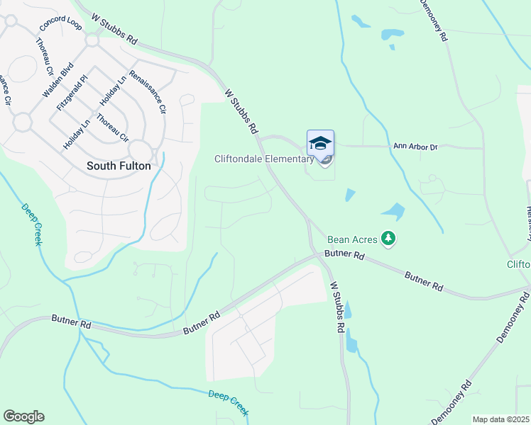 map of restaurants, bars, coffee shops, grocery stores, and more near 7162 Linden Drive in South Fulton