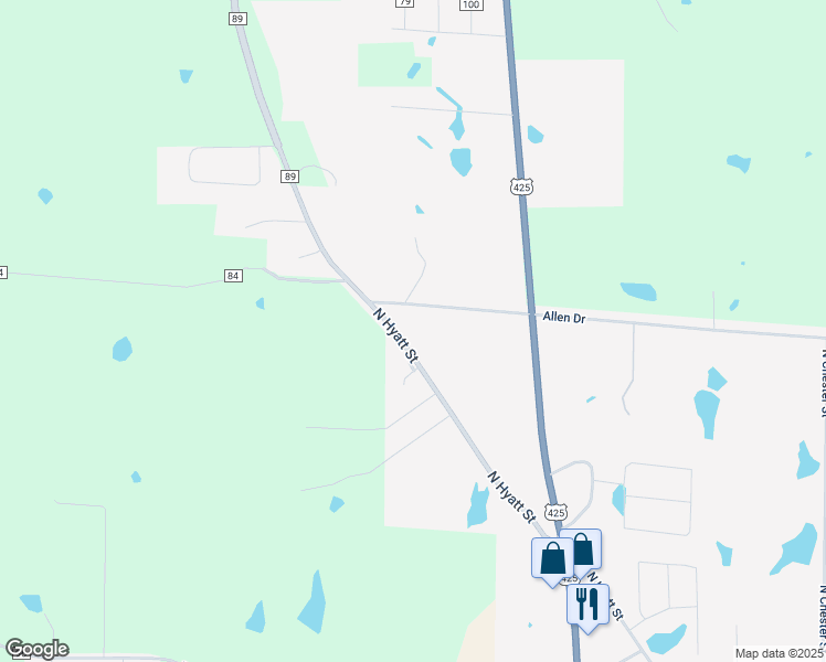 map of restaurants, bars, coffee shops, grocery stores, and more near 1864 Arkansas 35 in Monticello