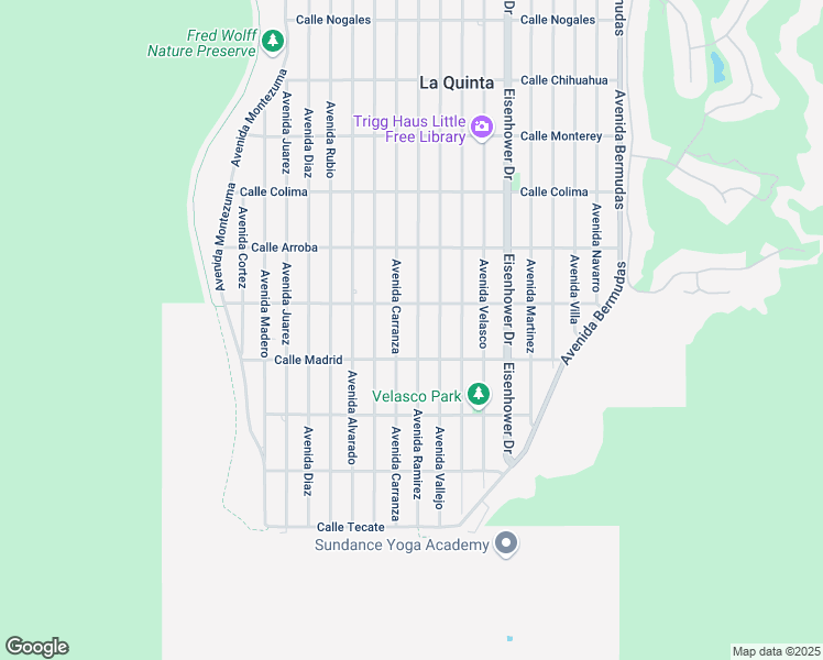 map of restaurants, bars, coffee shops, grocery stores, and more near 54100 Avenue Ramirez in La Quinta