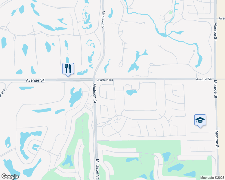 map of restaurants, bars, coffee shops, grocery stores, and more near 54195 Alysheba Drive in La Quinta