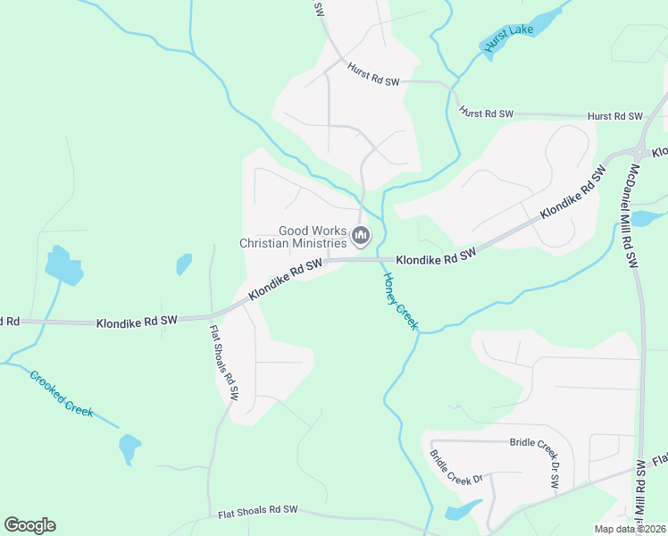 map of restaurants, bars, coffee shops, grocery stores, and more near 3184 Klondike Road Southwest in Conyers