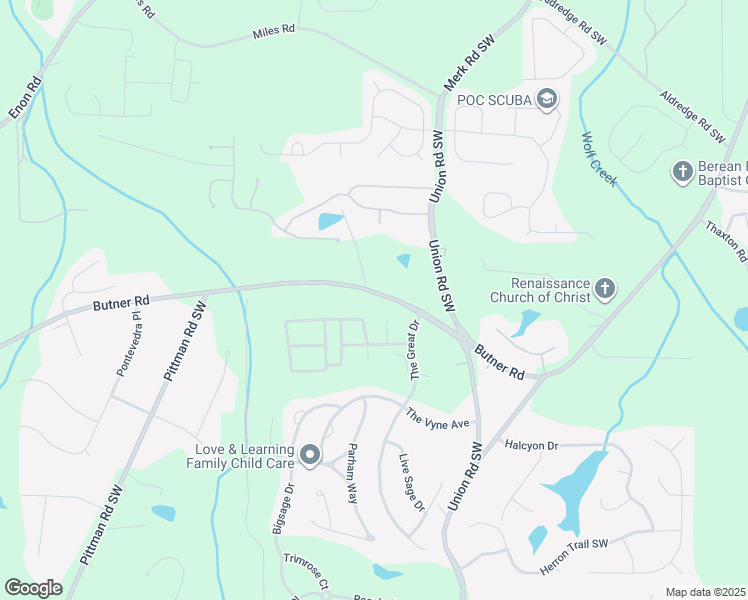 map of restaurants, bars, coffee shops, grocery stores, and more near 5540 Butner Road in College Park