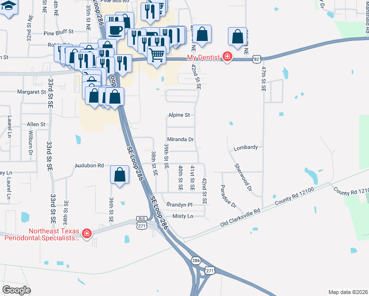 map of restaurants, bars, coffee shops, grocery stores, and more near 4025 Shannon Drive in Paris