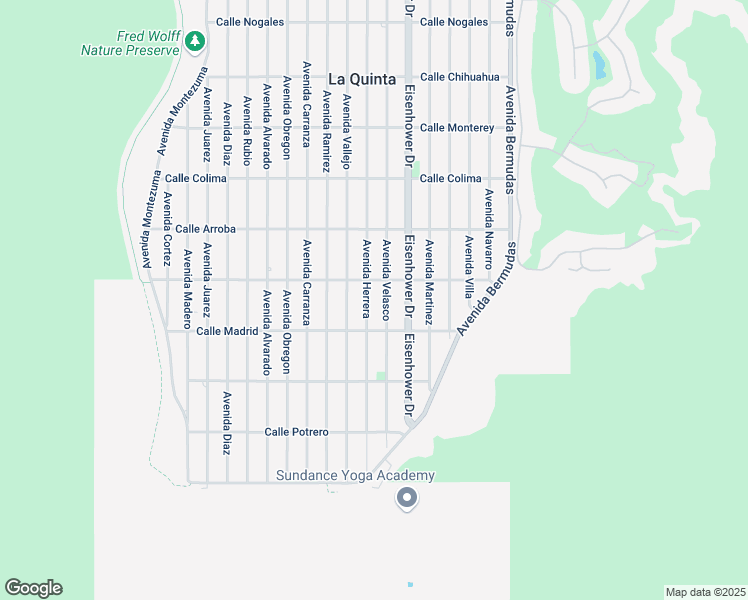 map of restaurants, bars, coffee shops, grocery stores, and more near 54090 Avenue Herrera in La Quinta