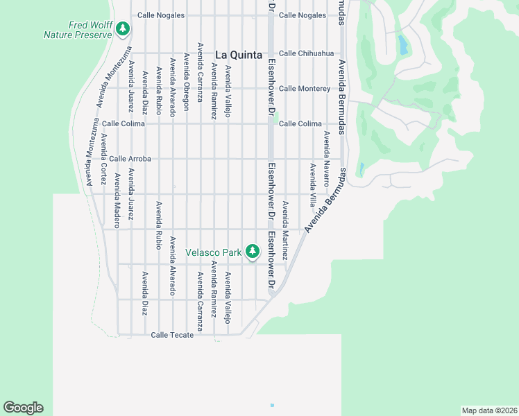 map of restaurants, bars, coffee shops, grocery stores, and more near 54066 Avenue Velasco in La Quinta