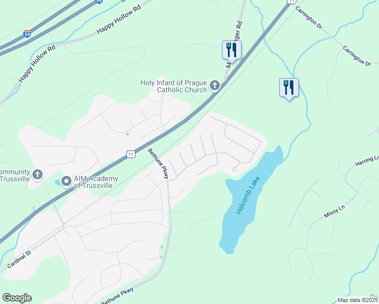 map of restaurants, bars, coffee shops, grocery stores, and more near 5172 Cruise Street in Trussville