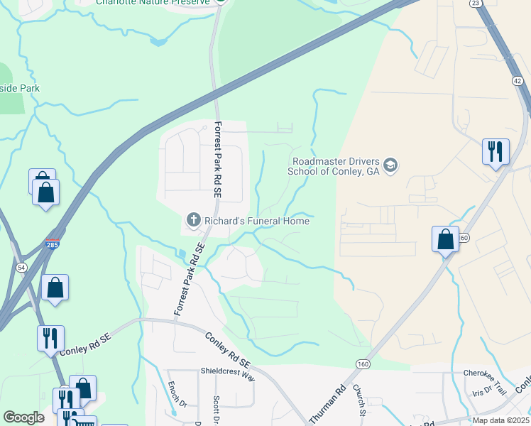 map of restaurants, bars, coffee shops, grocery stores, and more near 1004 Ardwick Court Southeast in Atlanta