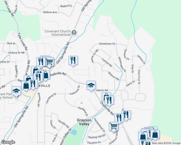 map of restaurants, bars, coffee shops, grocery stores, and more near 5437 J R Drive in Birmingham