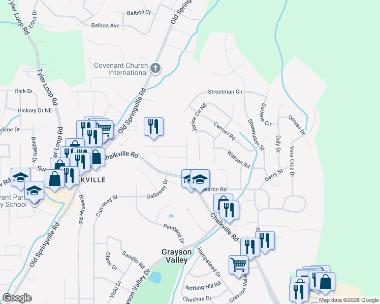 map of restaurants, bars, coffee shops, grocery stores, and more near 5437 J R Drive in Birmingham