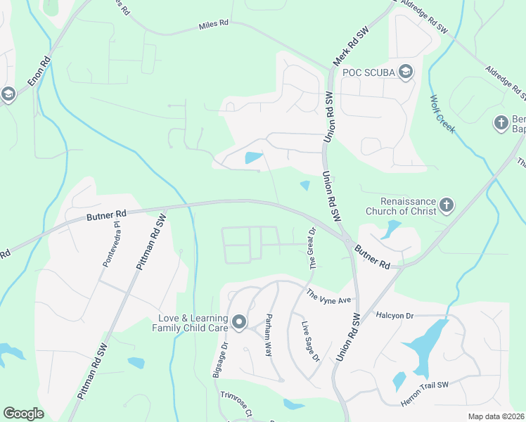 map of restaurants, bars, coffee shops, grocery stores, and more near 5560 Butner Road in College Park