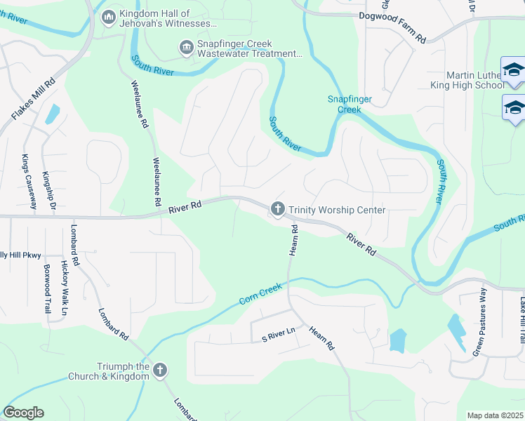 map of restaurants, bars, coffee shops, grocery stores, and more near 4851 River Road in Ellenwood