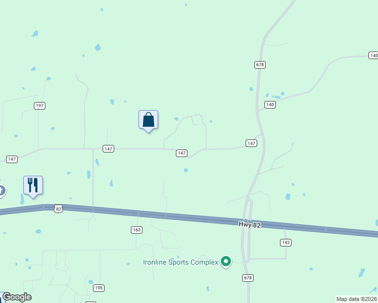 map of restaurants, bars, coffee shops, grocery stores, and more near 391 County Road 147 in Gainesville