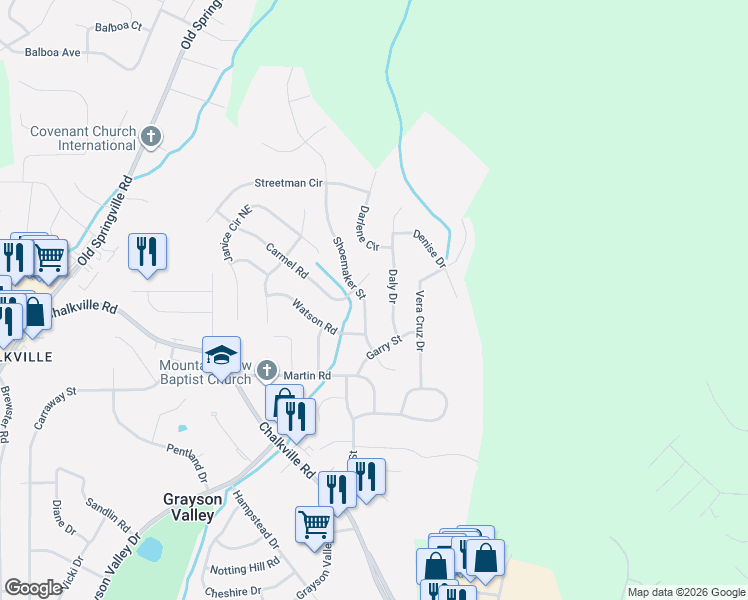 map of restaurants, bars, coffee shops, grocery stores, and more near 2524 Daly Drive in Birmingham