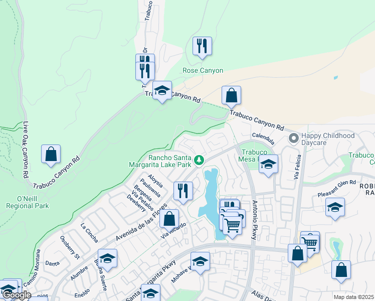 map of restaurants, bars, coffee shops, grocery stores, and more near 38 Dianthus in Rancho Santa Margarita