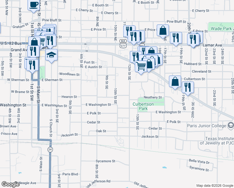 map of restaurants, bars, coffee shops, grocery stores, and more near 1005 Hearon Street in Paris