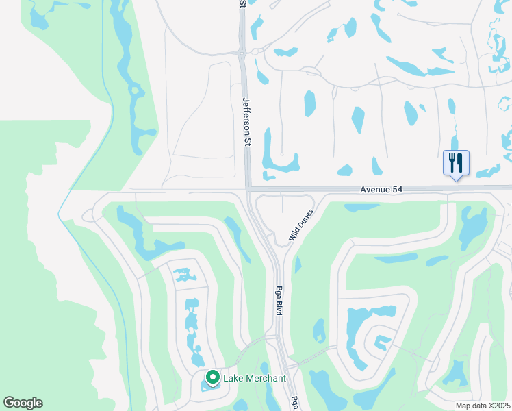 map of restaurants, bars, coffee shops, grocery stores, and more near 54145 Oakhill in La Quinta