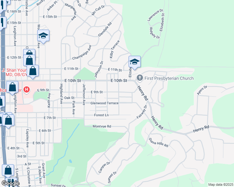 map of restaurants, bars, coffee shops, grocery stores, and more near 830 Maplewood Place in Anniston