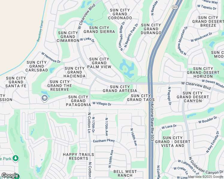map of restaurants, bars, coffee shops, grocery stores, and more near 16961 West Artesia Drive in Surprise